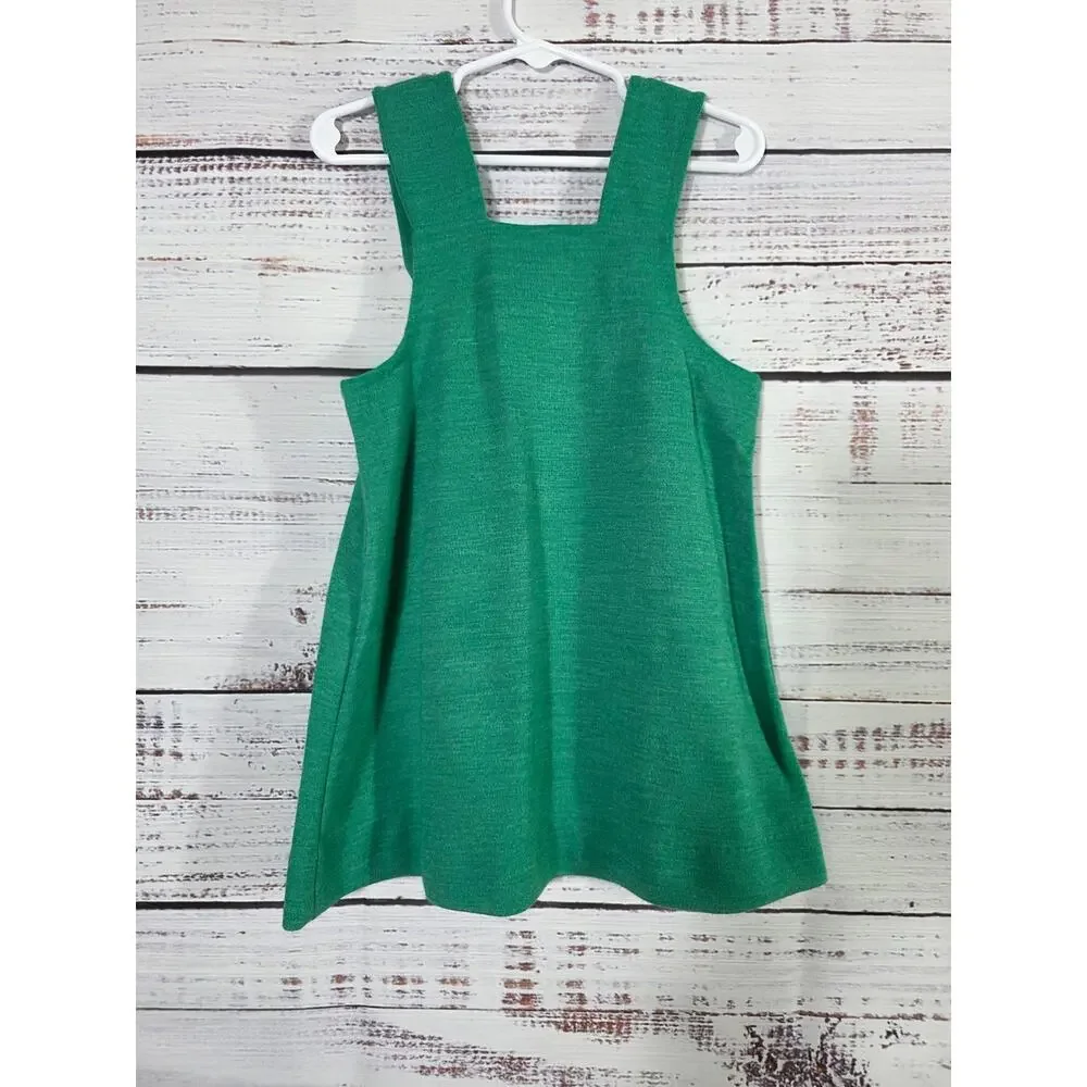 VTG Carters Girls Green Jumper Dress Size 6 Pinafore 70s-80s era Retro Pockets